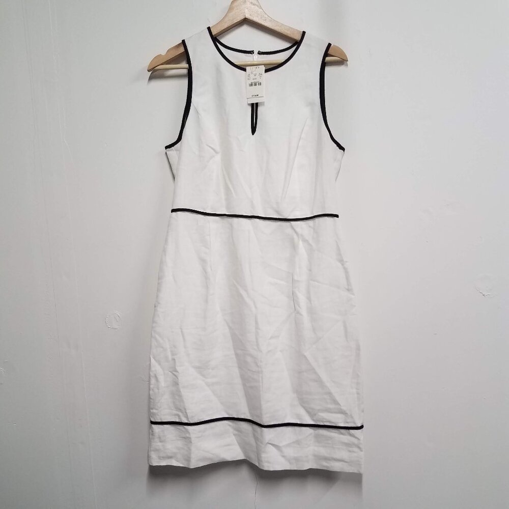 J Crew Dress Womens 6 Herringbone Linen White C4055 New with Tags